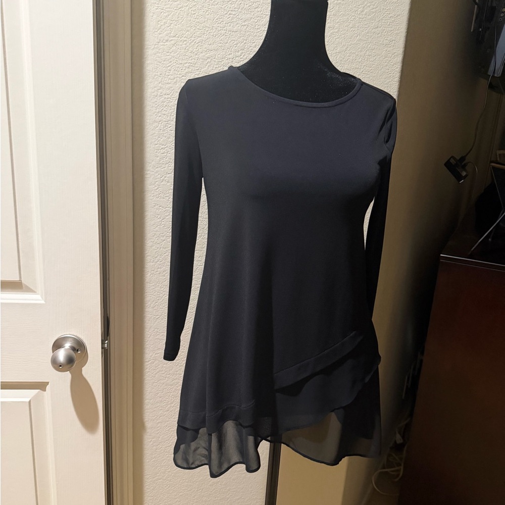 Alfani Black Long Sleeve Tunic Top